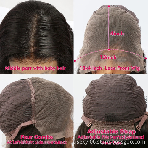 Dropship Cheap Caucasian Shoulder Length Human Hair 36 Inch Long 13*4 Hd Frontal Lace Wig